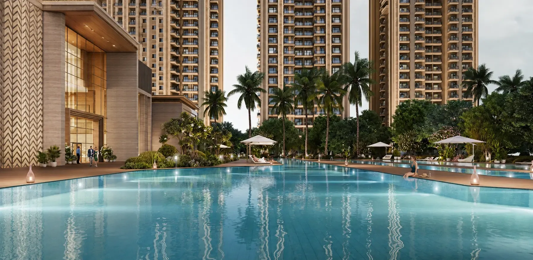 Resort-style pool alongside the clubhouse at Ace Sector 150, Noida